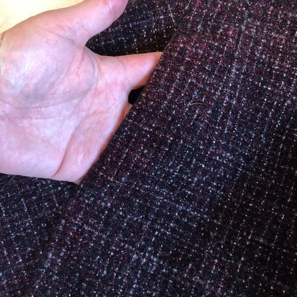 AKRIS Blazer Jacket Women’s Size 6 Tweed Long Button Front Burgundy Multicolor - Picture 12 of 14
